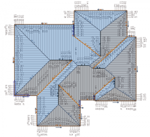 Image of metal roof 3D model with panel layout as produced by AppliCad Roof Wizard roofing software