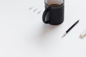 Image showing coffee mug, pencil, paper clips and eraser