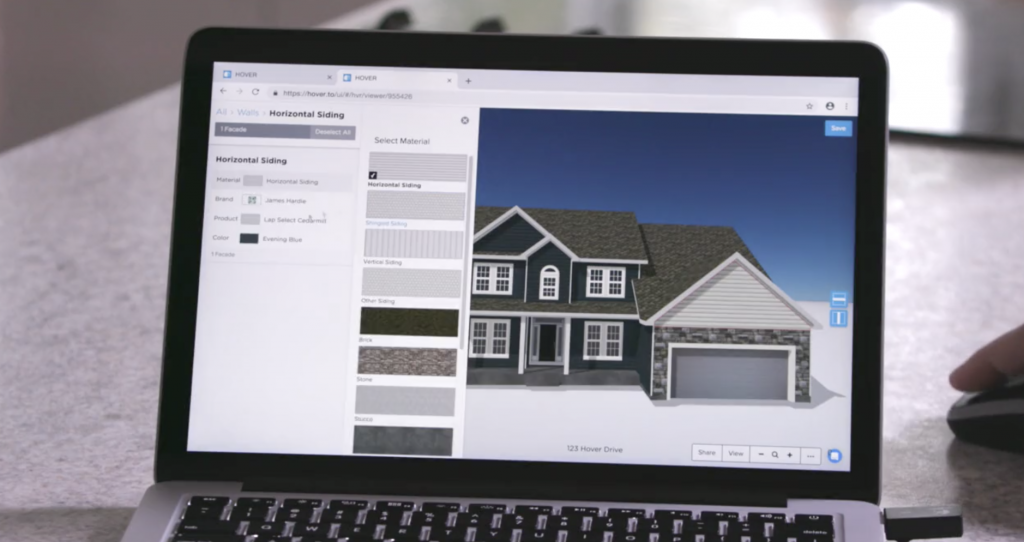 Hover's software shows clients what their roof design could look like, in AppliCad and HOVER collaboration