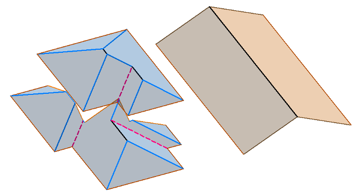 Gable roof vs split level roof digital 3D model