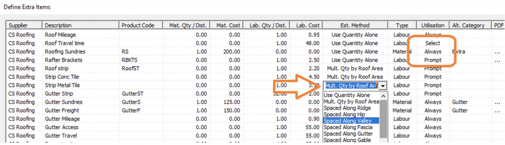 Screenshot of How to Define Extras in AppliCad Roof Wizard